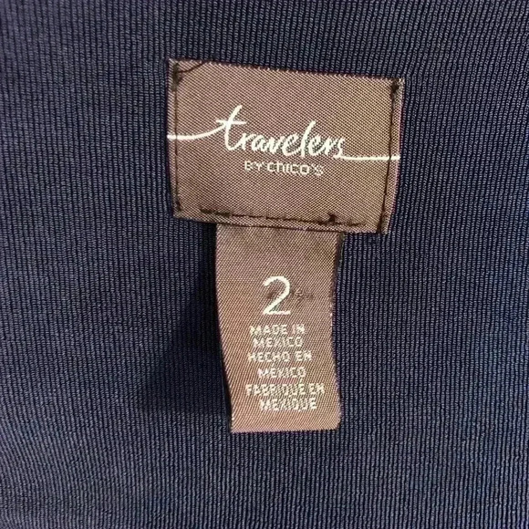 Chicos Travelers Women’s size 2 (Large) Blue and Gray Jacket Top Geometric Print - Picture 5 of 5